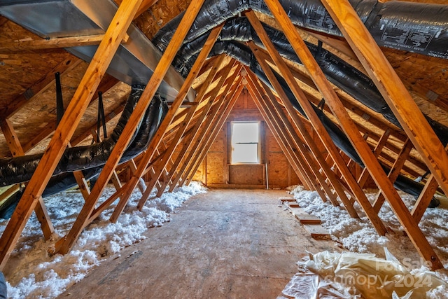 view of unfinished attic