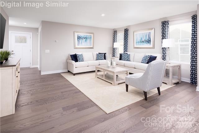 living room with light wood-type flooring