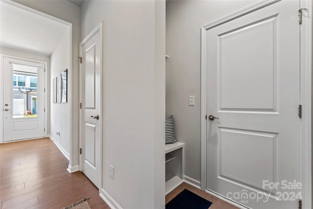 interior space with hardwood / wood-style floors