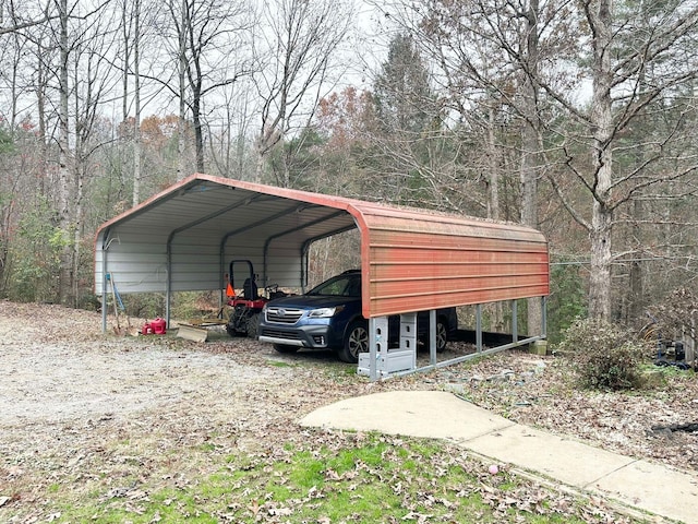 view of parking with a carport