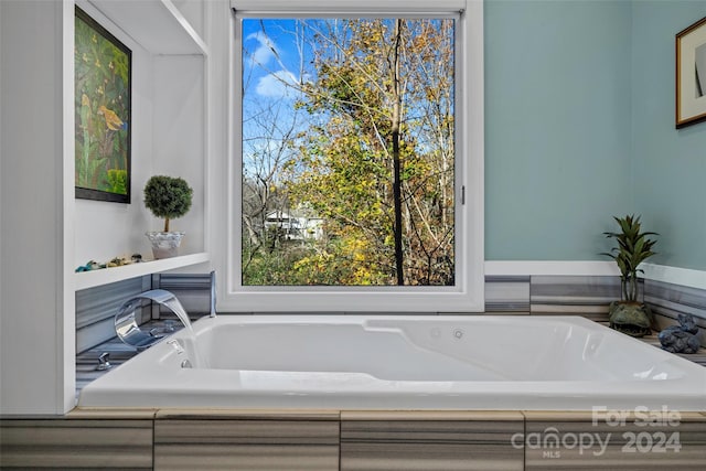 bathroom with a washtub