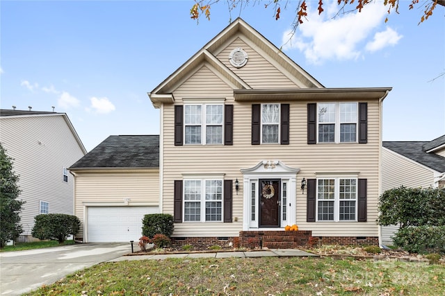 view of front of house with a garage