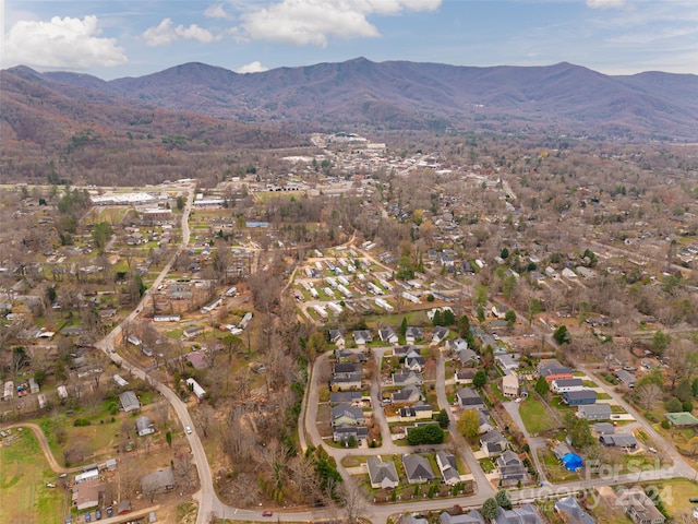 drone / aerial view with a mountain view