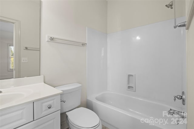 full bathroom with vanity, toilet, and tub / shower combination