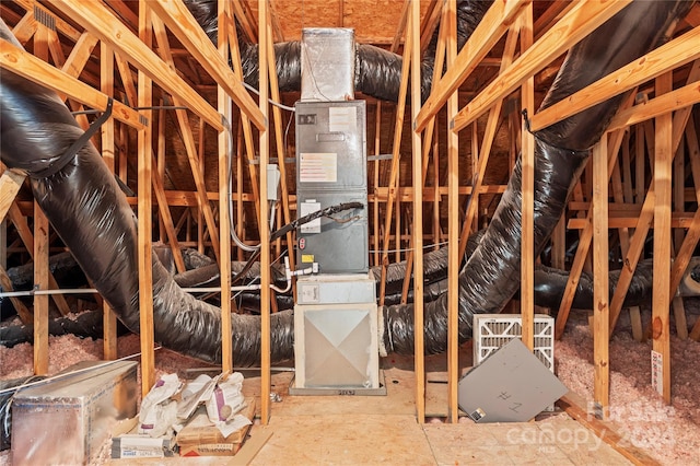 view of unfinished attic