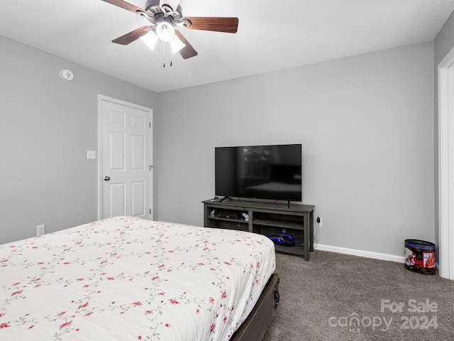 bedroom with carpet floors and ceiling fan