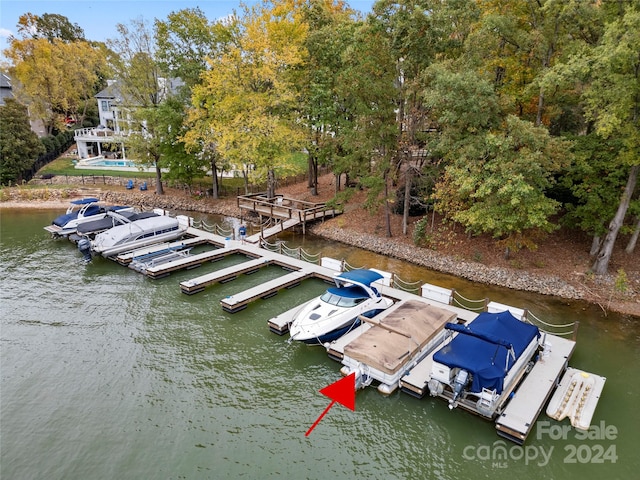 dock area featuring a water view