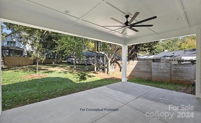 view of patio / terrace with ceiling fan