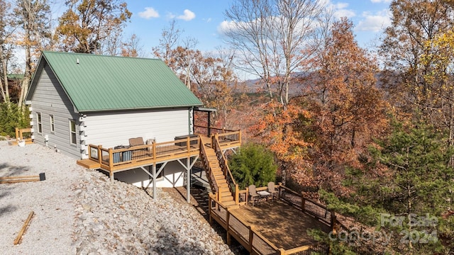 rear view of house with a wooden deck