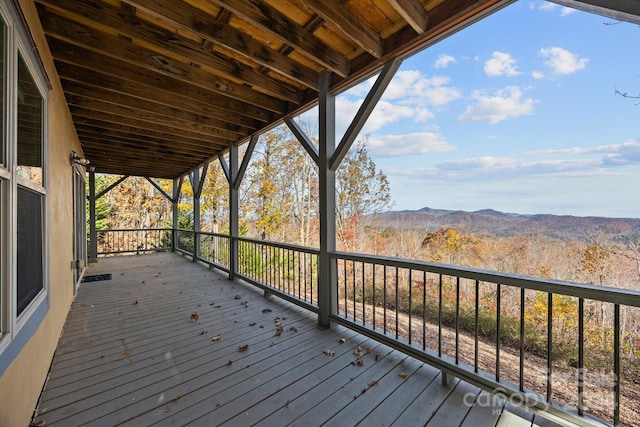 deck with a mountain view