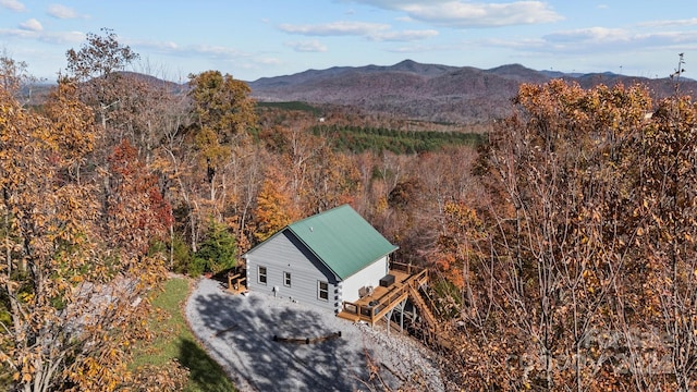 drone / aerial view with a mountain view