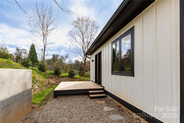 view of home's exterior featuring a deck