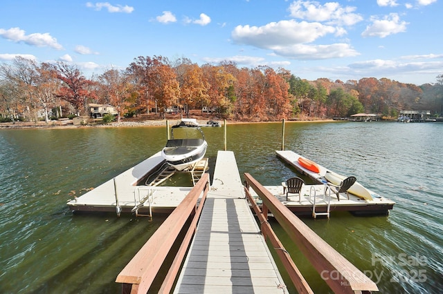 view of dock featuring a water view