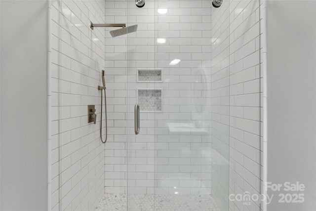 bathroom featuring a stall shower