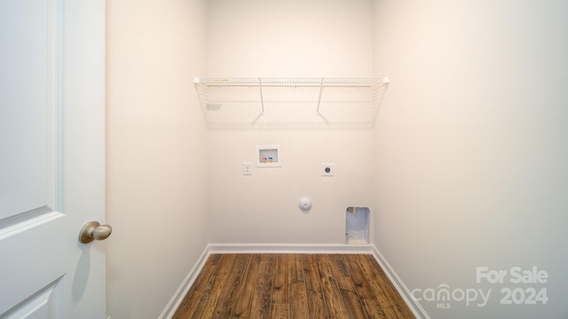 laundry room with electric dryer hookup, hookup for a gas dryer, washer hookup, and dark hardwood / wood-style floors