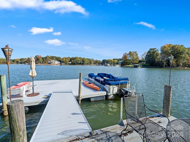 view of dock featuring a water view