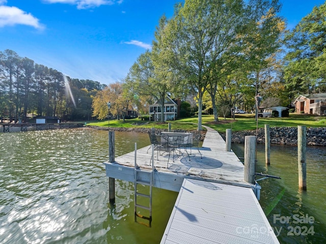 dock area with a water view