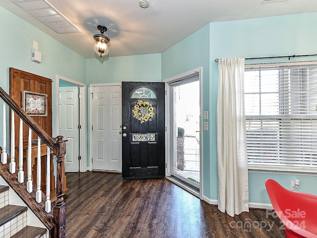 entryway featuring dark hardwood / wood-style flooring and a healthy amount of sunlight