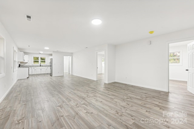 unfurnished living room with light hardwood / wood-style flooring