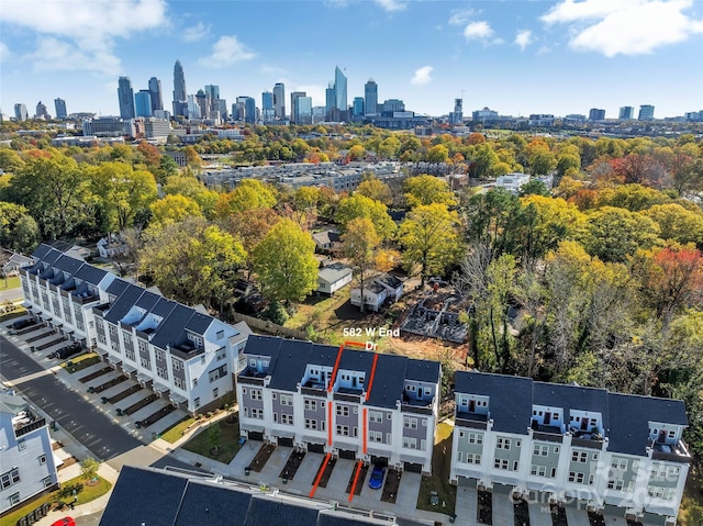 drone / aerial view featuring a view of city