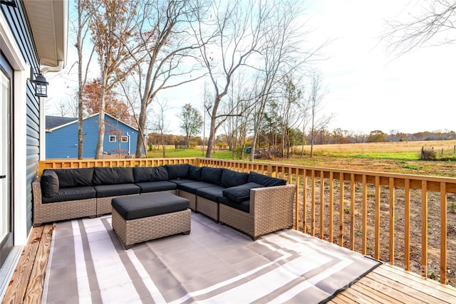 wooden deck featuring an outdoor hangout area