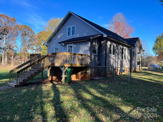 4541 Hall Dairy Rd, Claremont, NC 28610 - rear view of property featuring stairs, a deck, and a gate