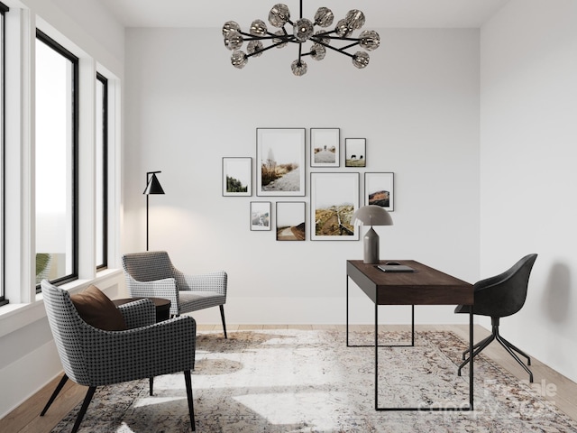 3 Bridgeway Dr Unit 38, Candler, NC 28715 - office featuring a chandelier and wood finished floors