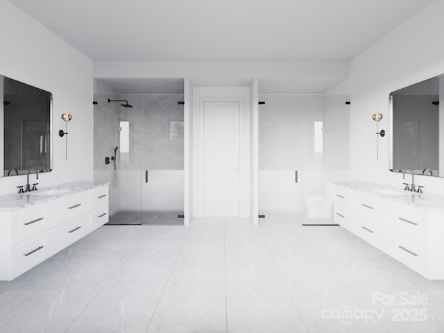 3 Bridgeway Dr Unit 38, Candler, NC 28715 - bathroom with a walk in shower and two vanities