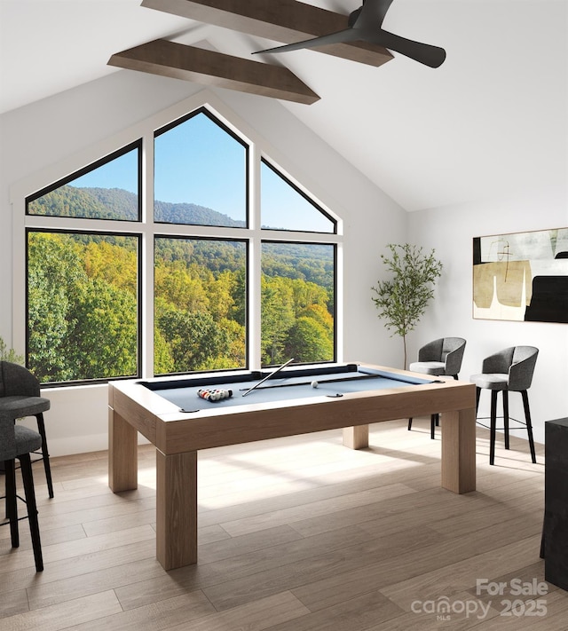 3 Bridgeway Dr Unit 38, Candler, NC 28715 - playroom with billiards table, ceiling fan, and wood finished floors
