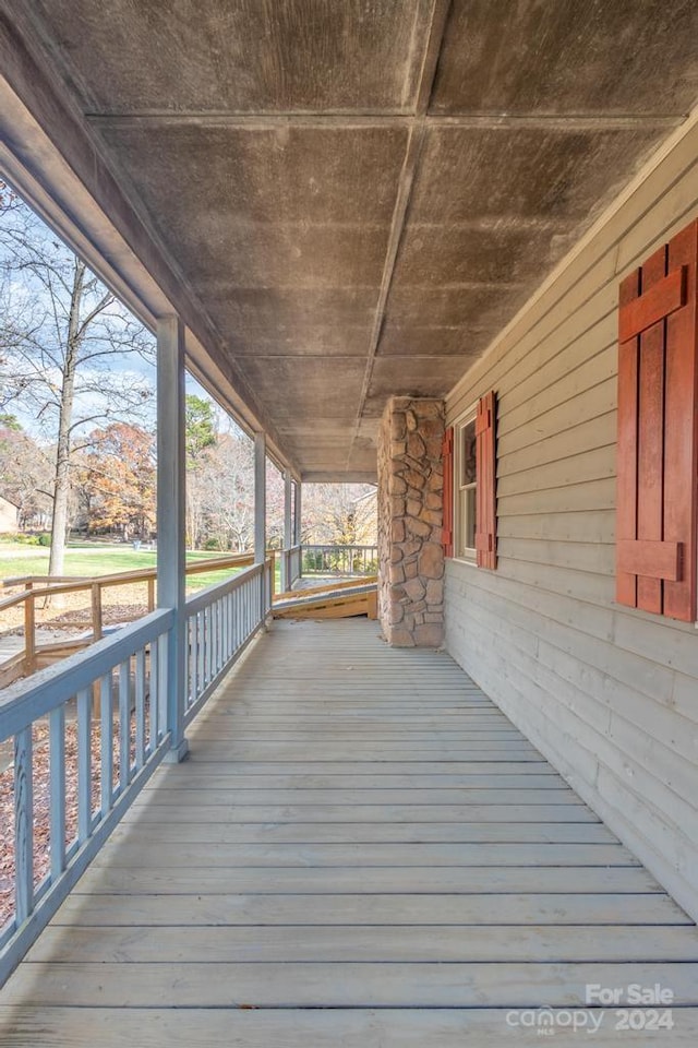 deck featuring covered porch