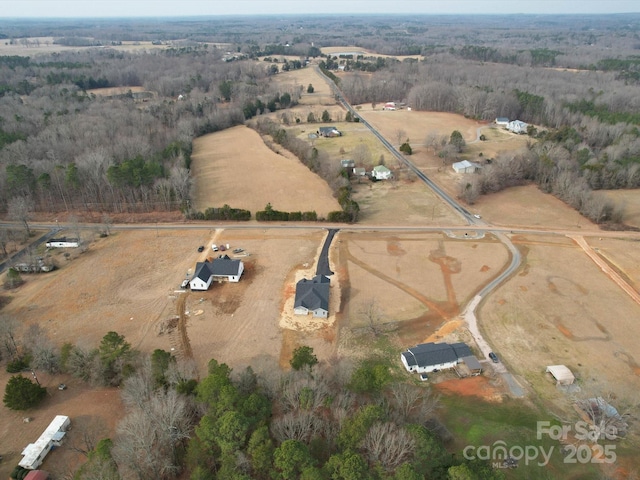 aerial view featuring a rural view