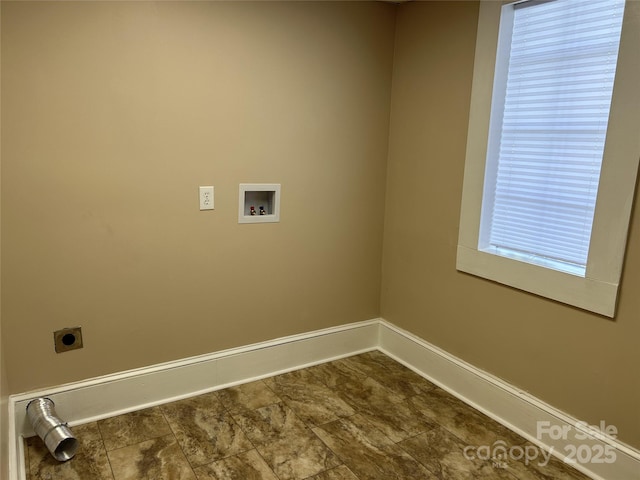 washroom with hookup for a washing machine and hookup for an electric dryer