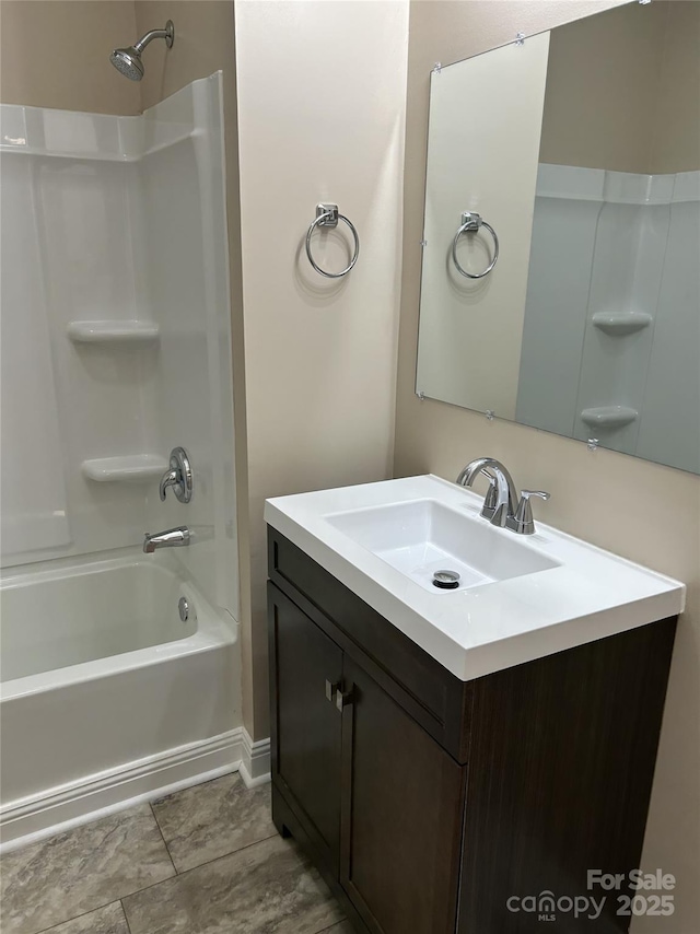 bathroom with vanity and tub / shower combination