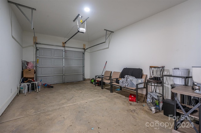 garage with a garage door opener