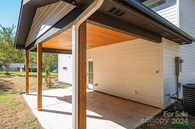 view of patio with central AC unit