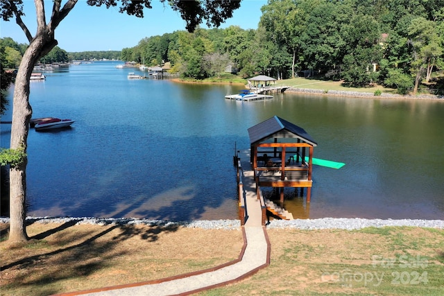 view of dock featuring a water view