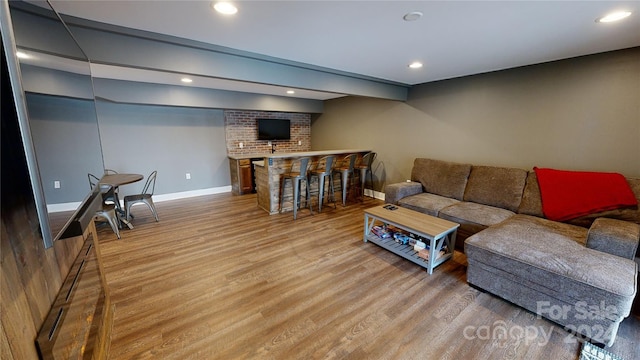 living room with hardwood / wood-style floors