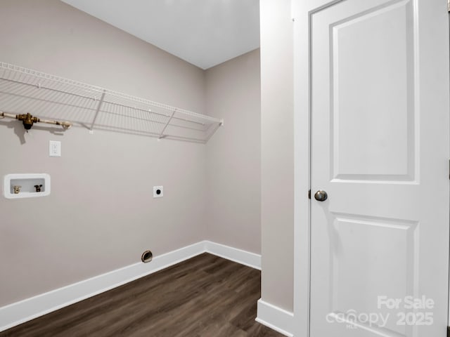 washroom featuring washer hookup, dark hardwood / wood-style floors, and hookup for an electric dryer