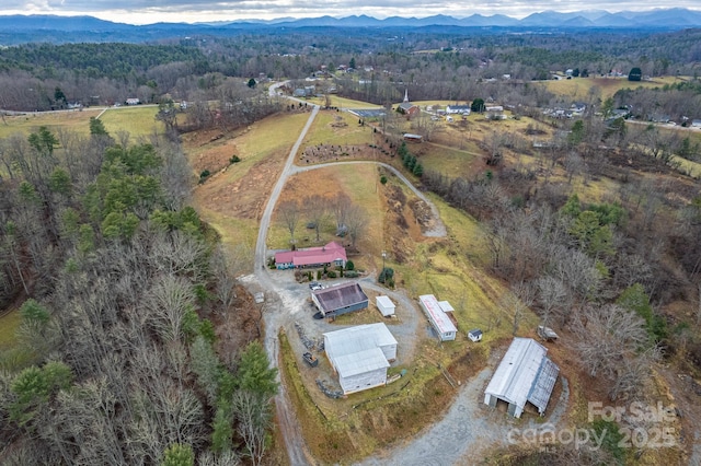 aerial view featuring a mountain view