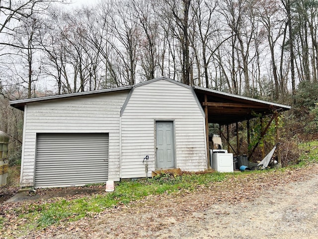 exterior space with a garage