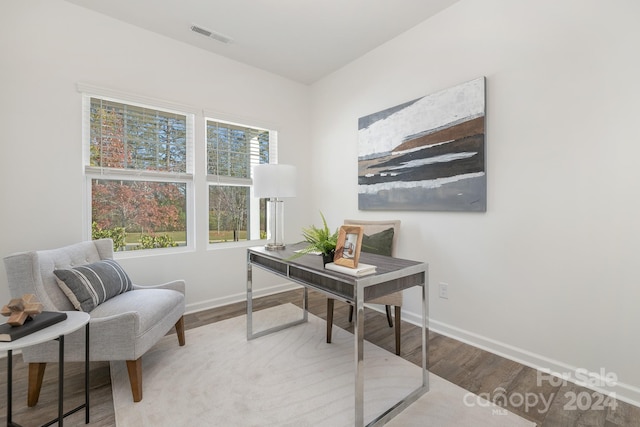 office featuring hardwood / wood-style flooring