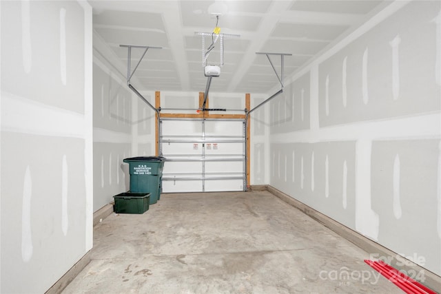 garage with a garage door opener