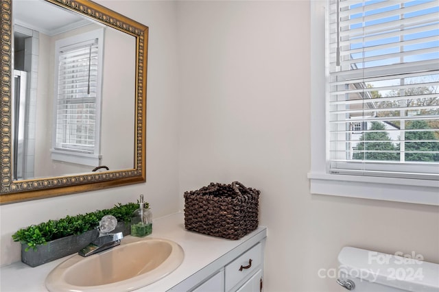 bathroom with vanity and toilet