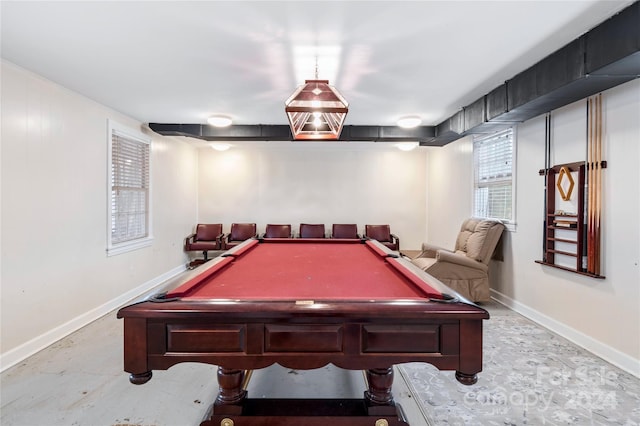 recreation room with billiards