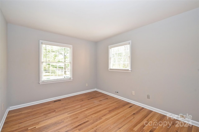 empty room with light wood-type flooring and a healthy amount of sunlight