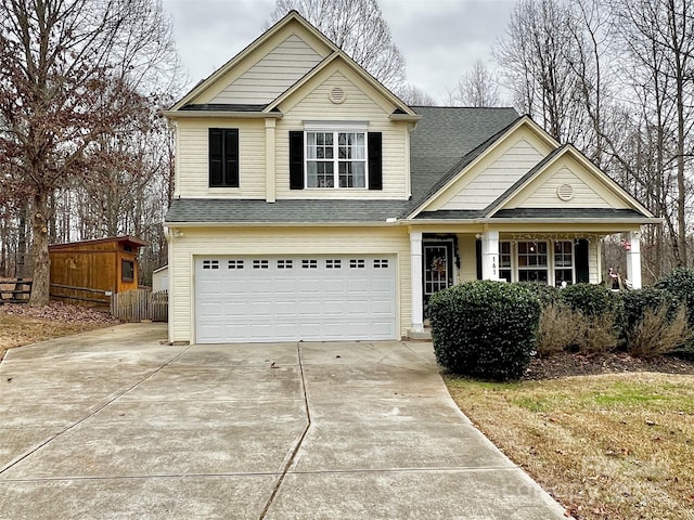 view of front facade featuring a garage