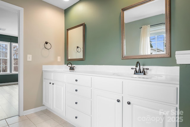 bathroom featuring vanity and tile patterned floors