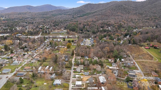 birds eye view of property featuring a mountain view