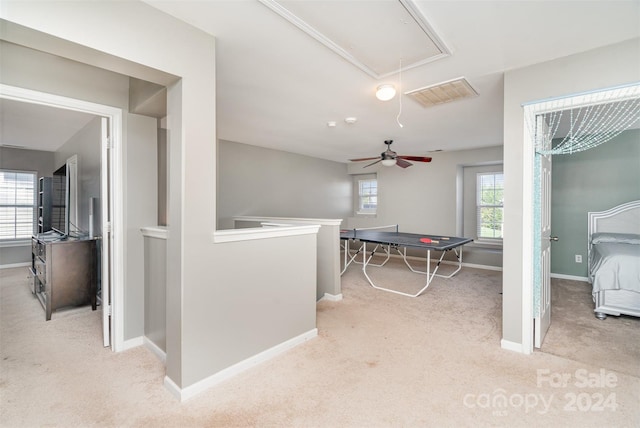 interior space featuring a healthy amount of sunlight and light carpet