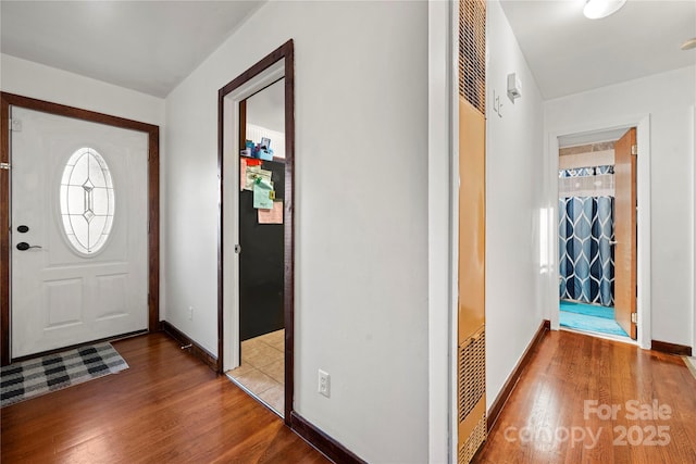 foyer with hardwood / wood-style flooring